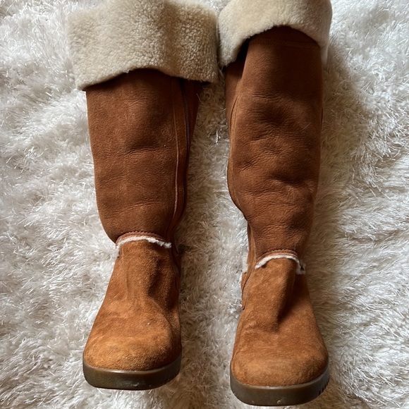 UGG Josyln fawn suede fleece lined wedge heel boots sz9 - Picture 6 of 8